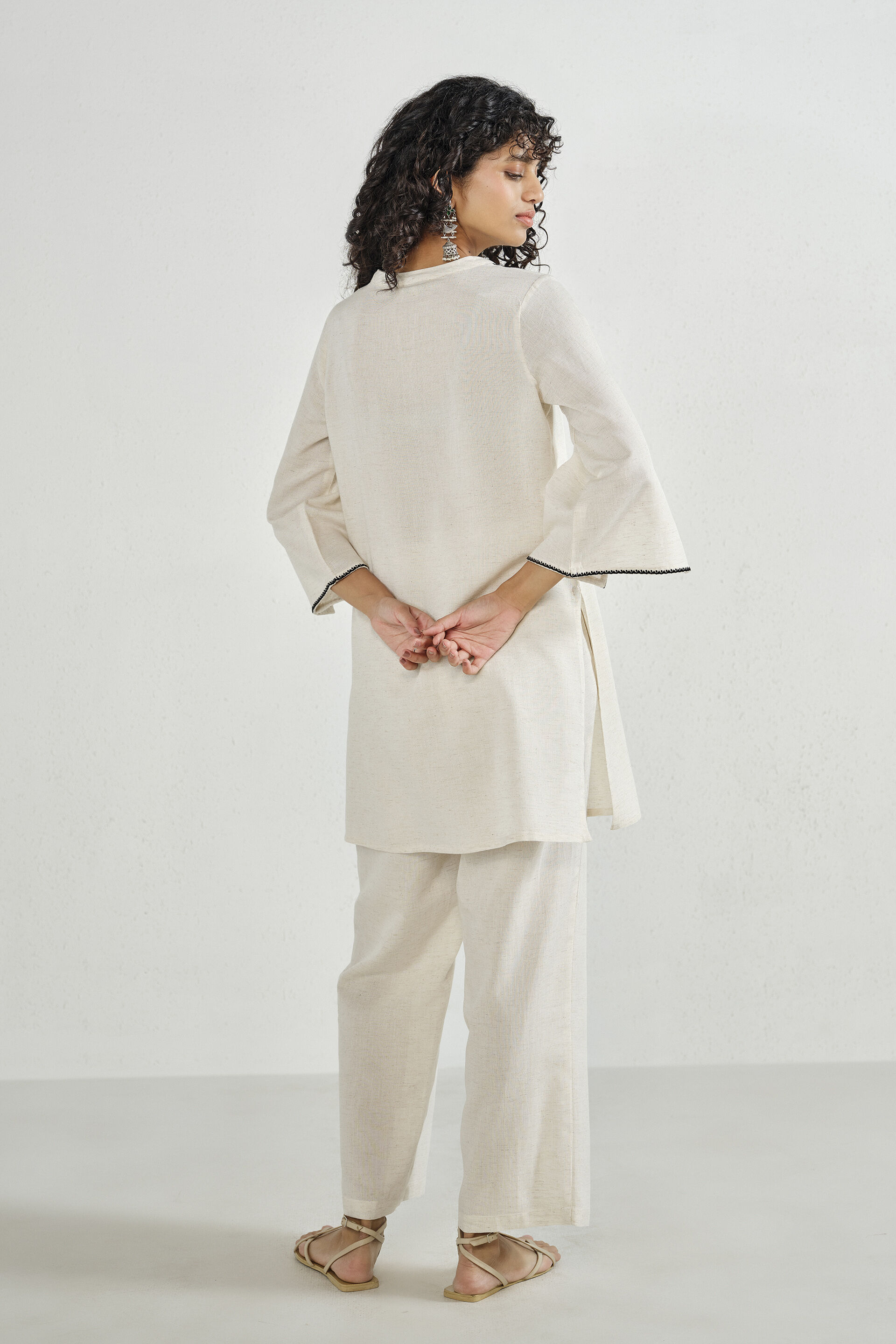 Neutral Charm Embroidered Co-ord Set, Natural, image 5